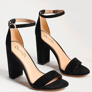 Sam Edelman Yaro Classic Ankle-Strap Black Suede Dress Sandals Size 11